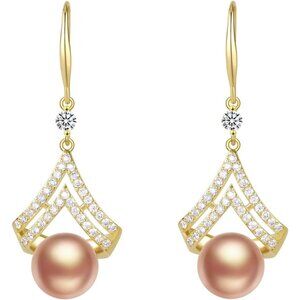 ✨Women White Pearl Dainty Sterling Silver Drop Pearls Dangle Earrings Jewelry